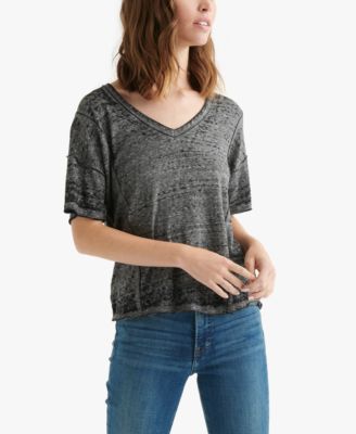 Lucky Brand Seamed Burnout T-Shirt - Macy's