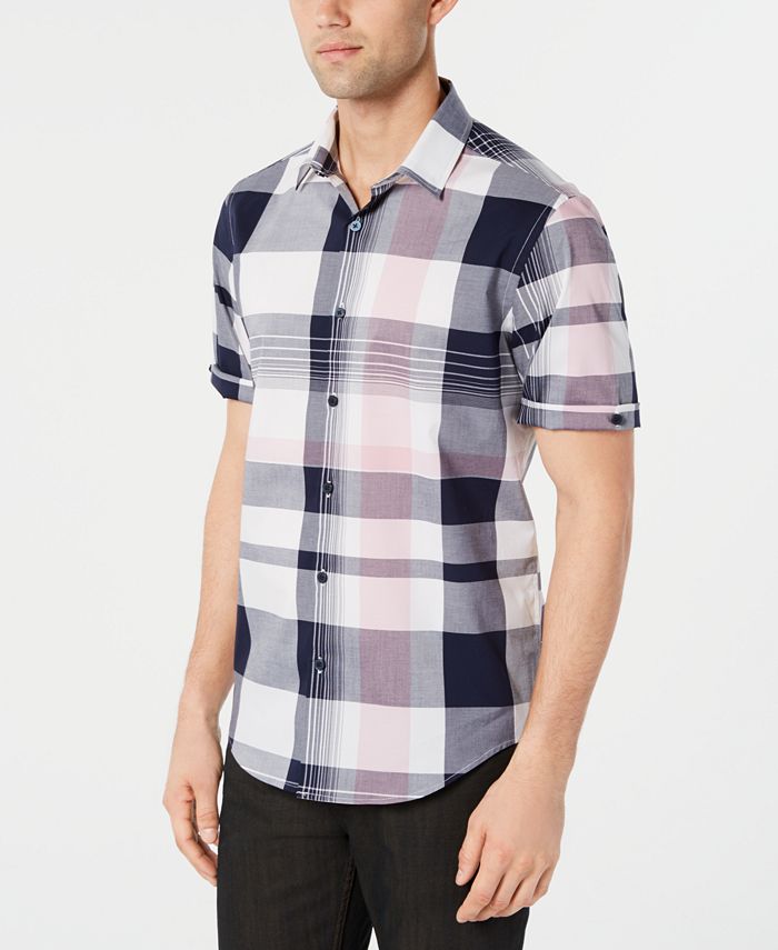 Alfani Men's Stretch Regular-Fit Plaid Shirt, Created for Macy's ...