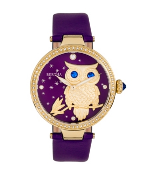 image of Bertha Quartz Rosie Purple Genuine Leather Watch, 38mm