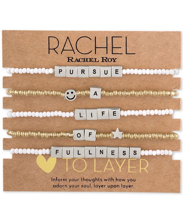 RACHEL Rachel Roy - Two-Tone 5-Pc. Set Message Stretch Bracelets