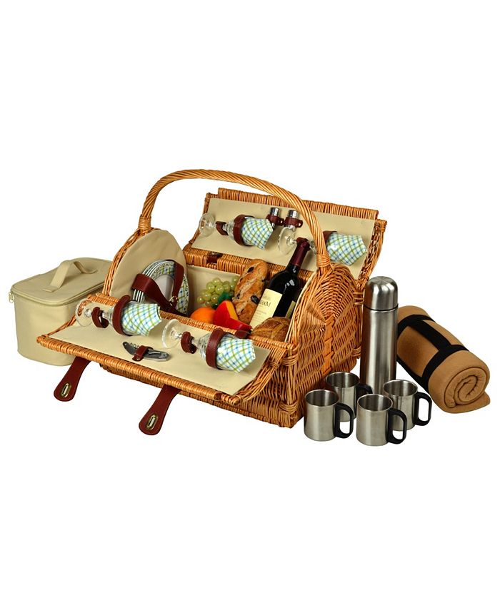 Picnic At Ascot Yorkshire Willow Picnic Basket for 4 with Coffee Set