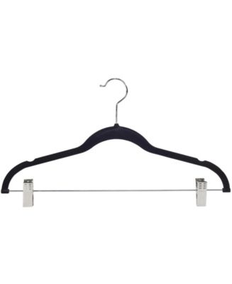 Simplify Non Slip Velvet Skirt Hangers with Clips, 6 Pack, White