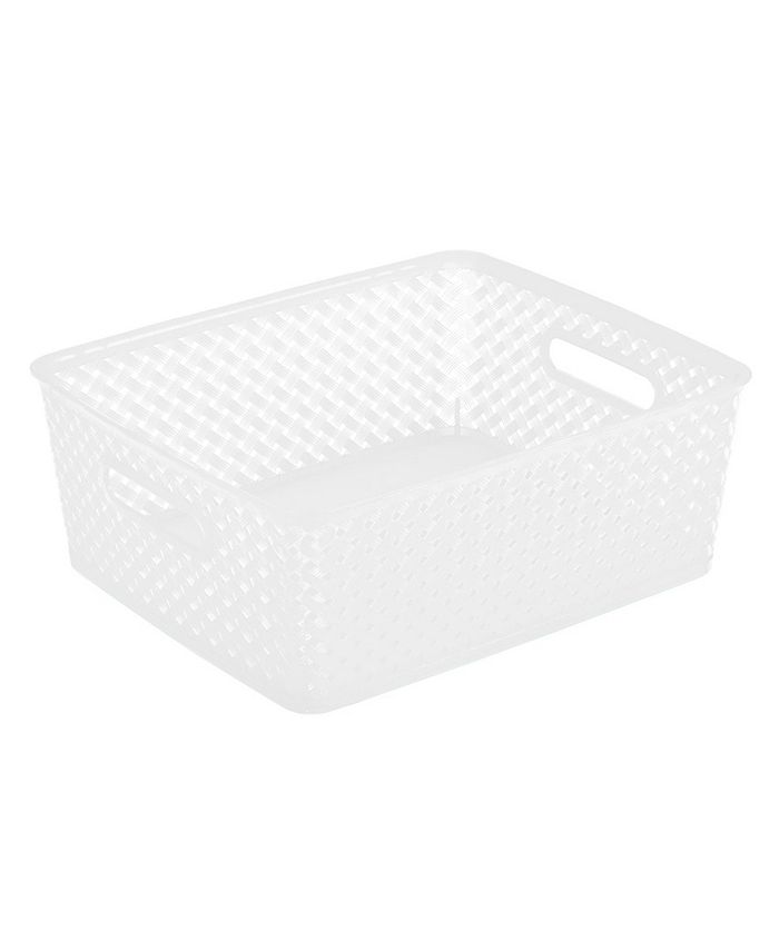 Simplify Medium Resin Wicker Storage Bin in White Macy's