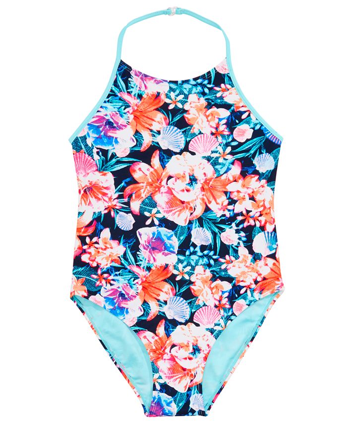 Ideology Big Girls 1-Pc. Floral-Print Swimsuit, Created for Macy's ...