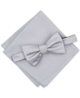 Men's Solid Texture Pocket Square and Bowtie, Created for Macy's