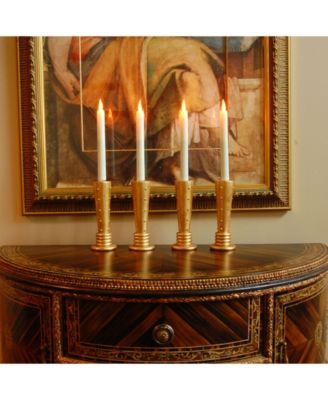 Lumabase Set of 4 Flickering Amber Taper Candles