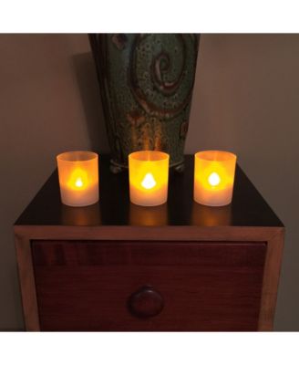 Lumabase Set of 6 Flickering Amber LED Lights in Frosted Votive Holders Cups