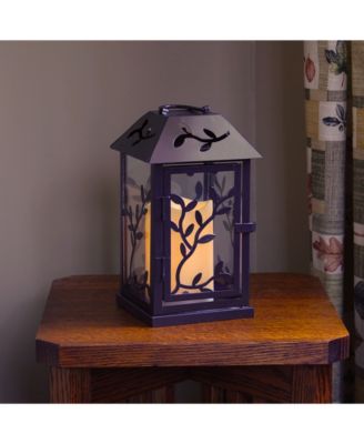 Lumabase Warm Black Vine Metal Lantern with LED Candle
