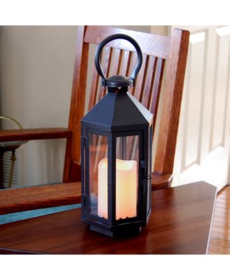 Lumabase Warm Black Hexagon Metal Lantern with LED Candle