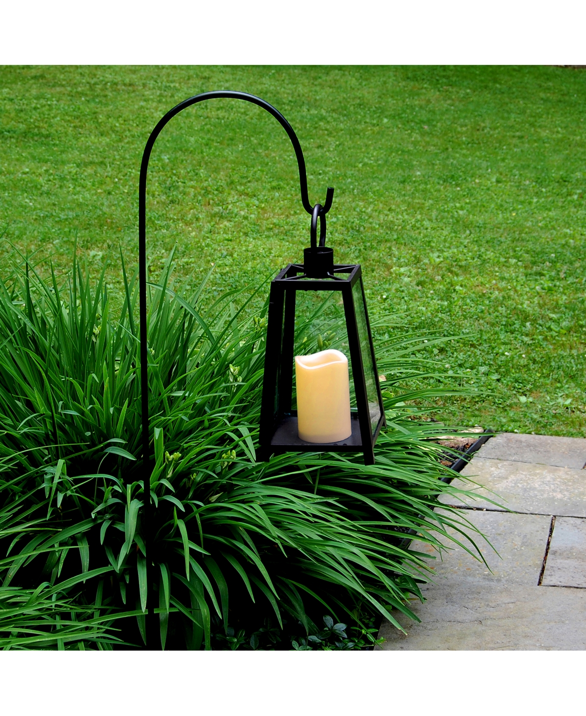 Lumabase WarmTapered Metal Lantern with Led Candle - Black