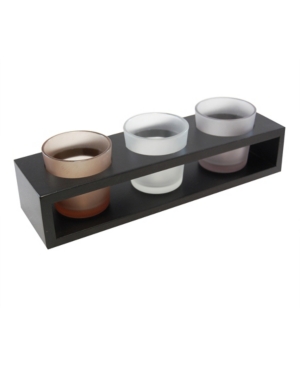 Jh Specialties Inc/lumabase Lumabase Wooden Trio Tray With 3 Glass Votive Holders In Open Misce