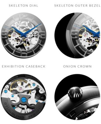 stuhrling original stainless steel gunmetal gray case watch