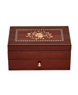 Brynn Wooden Jewelry Box with Florentine Marquetry Motif