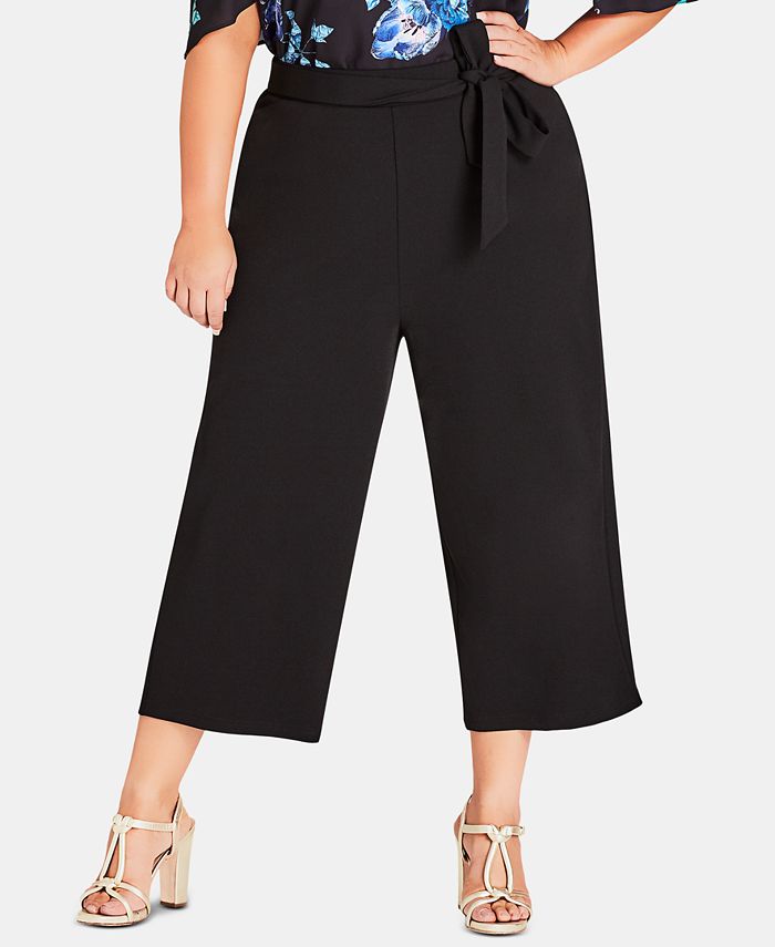 City Chic Trendy Plus Size Cropped Wide-Leg Pants - Macy's