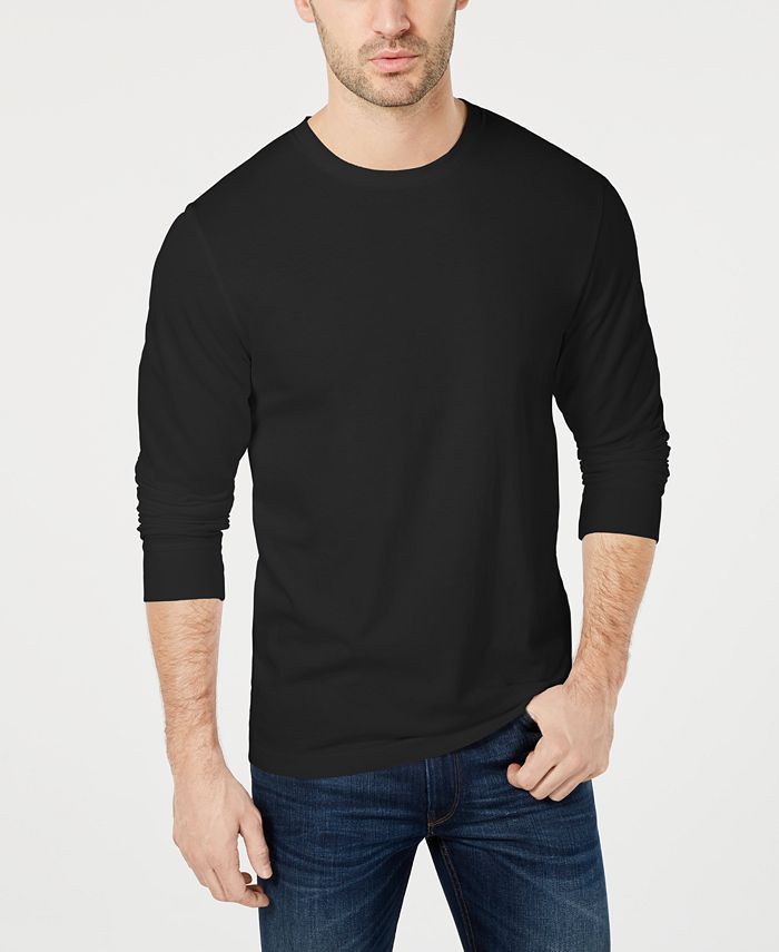 Club Room Men's Long Sleeve T-Shirt, Created for Macy's - Winter Ivory - Size L