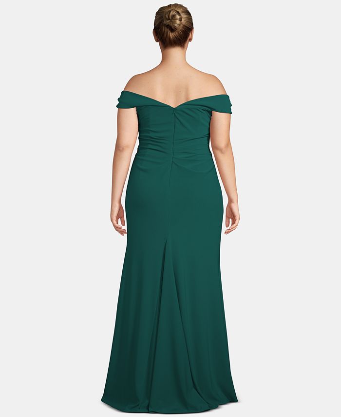 side ruched double strap crepe gown xscape