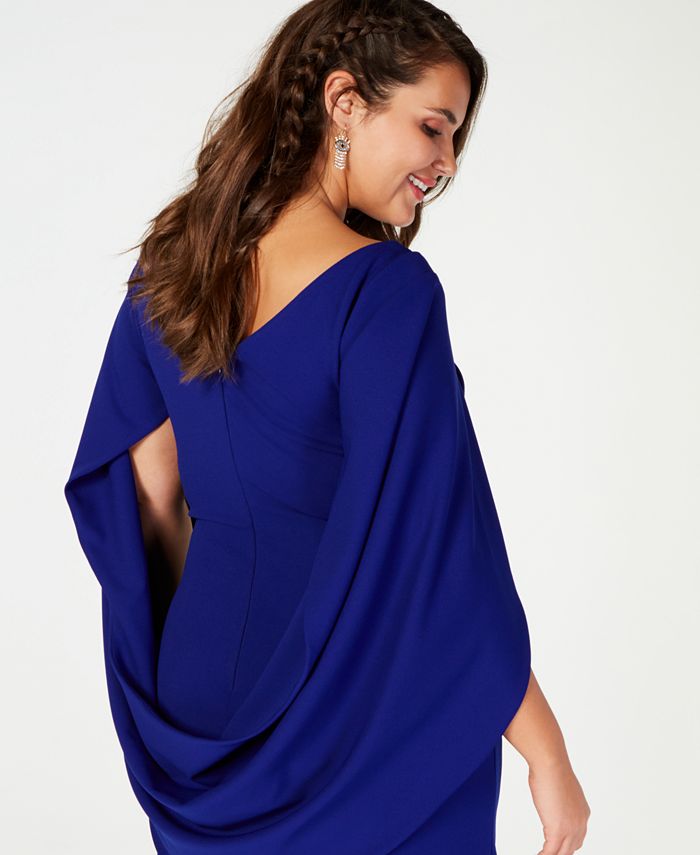 betsy and adam plus size capelet gown