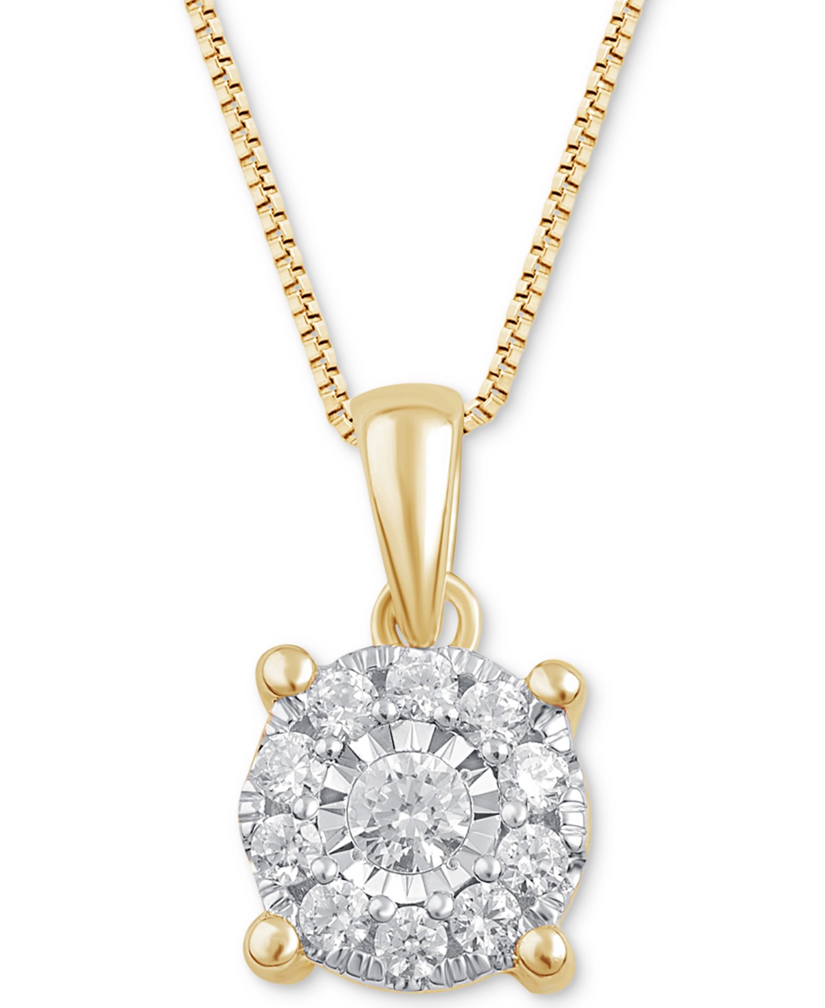 Украшения Macy's Diamond Halo 18" Pendant Necklace (1/3 ct. t.w.) in 14k White, Yellow or Rose Gold — фото 1
