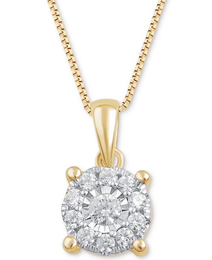 Diamond Halo 18" Pendant Necklace (1/3 ct. t.w.) in 14k White, Yellow or