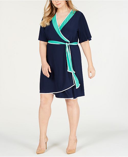 Ny Collection Petite Plus Size Flutter Sleeve Wrap Dress Reviews