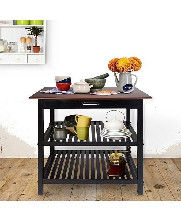 Yu Shan Kitchen Island with Solid Wood & Reviews - Furniture - Macy&#39;s