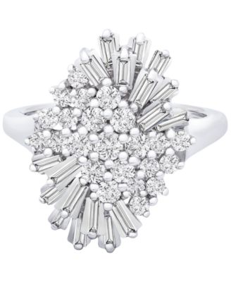 Wrapped in Love - Diamond (1 ct. t.w.) Starburst Statement Ring in 14k White Gold, Created for Macy's