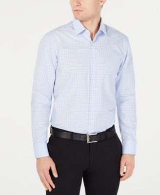 Hugo Boss - Men's Slim-Fit Blue & White Micro Check Dress Shirt