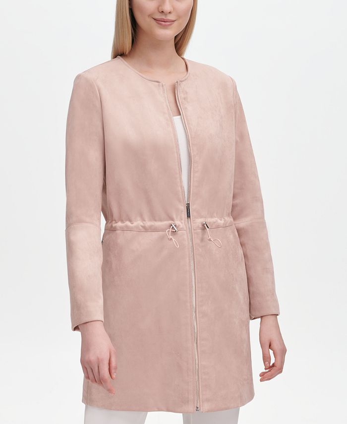 gezagvoerder optie server Calvin Klein Faux Suede Collarless Jacket & Reviews - Coats & Jackets -  Women - Macy's