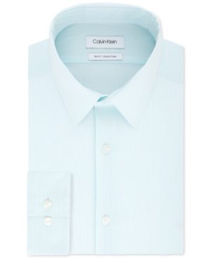 Shop Calvin Klein Men S Slim Fit Stretch Collar Stripe Dress Shirt