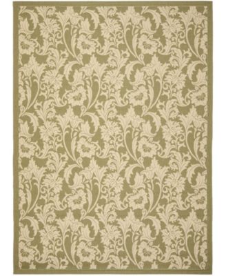 Courtyard CY6565 Green and Creme 8' x 11' Outdoor Area Rug
