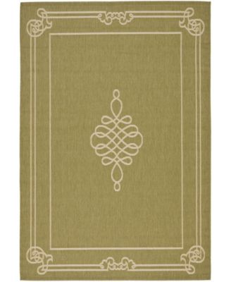 Courtyard CY6788 Green and Creme 5'3" x 7'7" Outdoor Area Rug