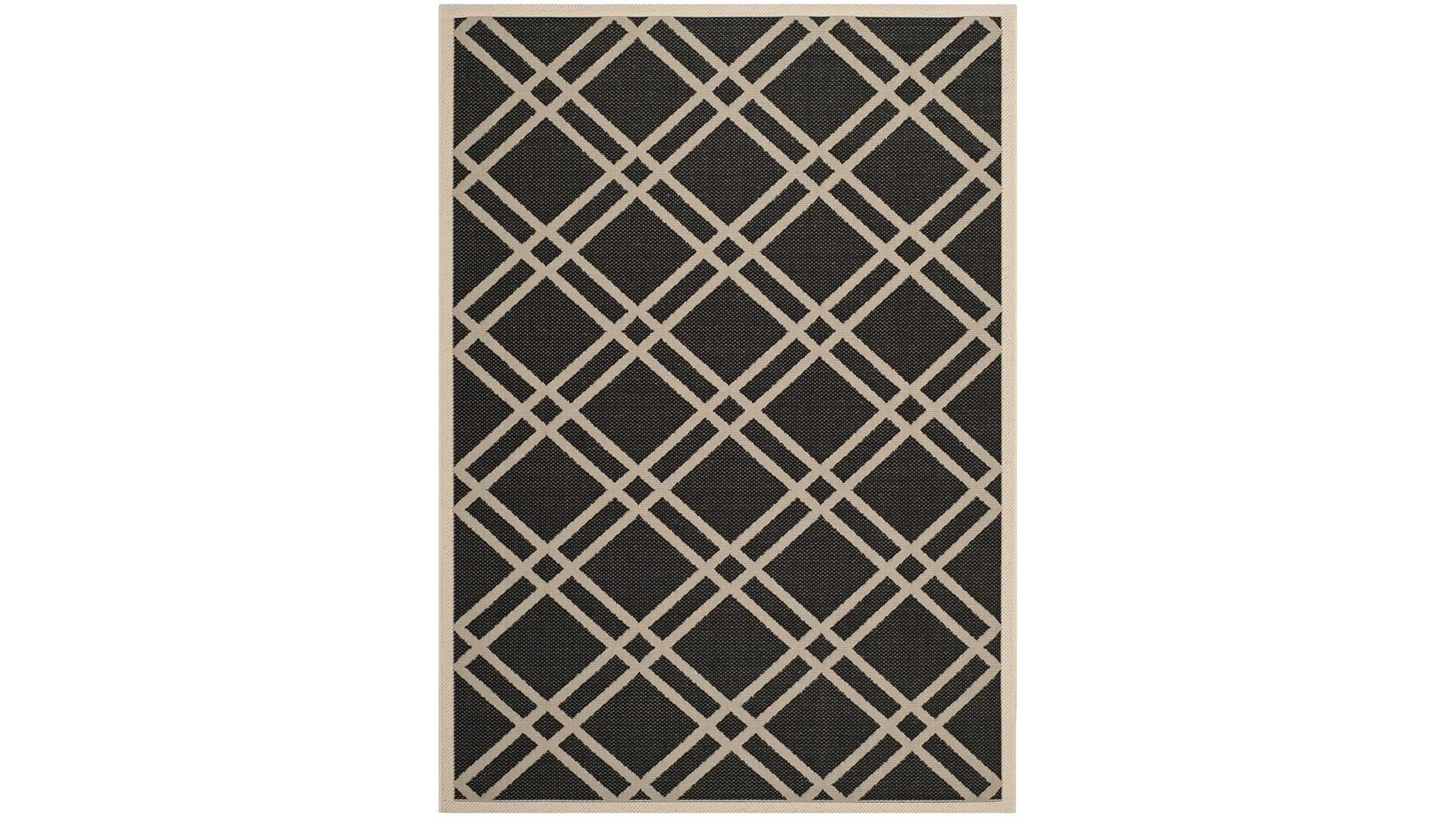 Safavieh Courtyard CY6923 Black and Beige 5'3" x 7'7" Sisal Weave Outdoor Area Rug