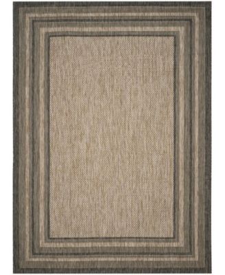Courtyard CY8475 Natural and Black 8' x 11' Outdoor Area Rug