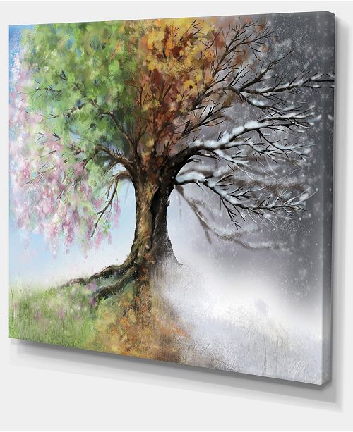 Design Art Designart Tree With Four Seasons Tree Painting Canvas