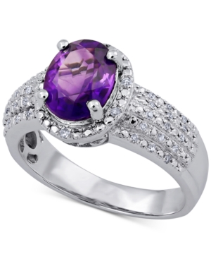 image of Amethyst (1-1/2 ct. t.w.) & Diamond (1/8 ct. t.w.) Ring in Sterling Silver