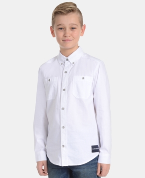 image of Calvin Klein Big Boys Herringbone Cotton Shirt