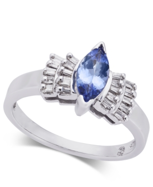 image of Tanzanite (5/8 ct. t.w.) & Diamond (1/5 ct. t.w.) Ring in 14k White Gold