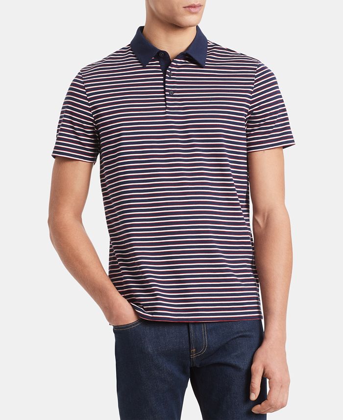 Calvin Klein Men's Regular-Fit Feeder Stripe Polo Shirt - Macy's