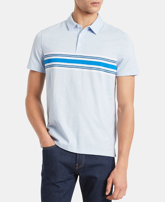 Calvin Klein Men's Slim-Fit Engineered Stripe Polo Shirt & Reviews ...