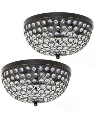 Elegant Designs 2 Light Elipse Crystal Flush Mount Ceiling Light 2 Pack