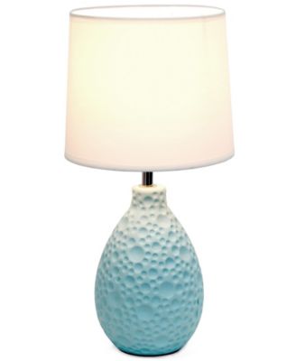 Simple Designs Textured Stucco Ceramic Oval Table Lamp