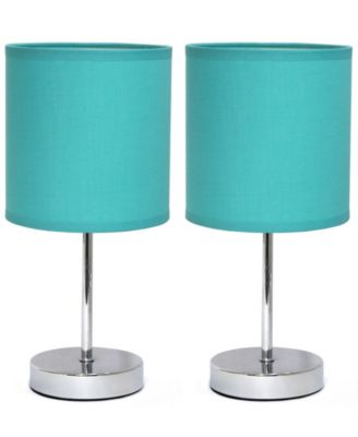 Simple Designs Chrome Mini Basic Table Lamp with Fabric Shade 2 Pack Set