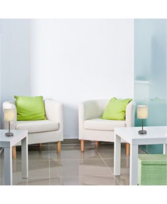 Simple Designs Chrome Mini Basic Table Lamp with Fabric Shade 2 Pack Set