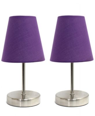 Simple Designs Sand Nickel Mini Basic Table Lamp with Fabric Shade 2 Pack Set
