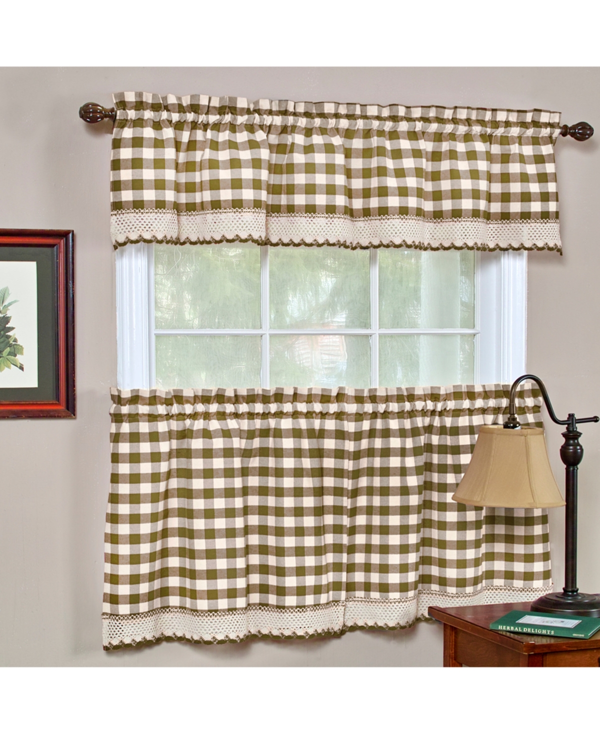 Achim Buffalo Check Window Tier Pair, 58" X 24" In Taupe