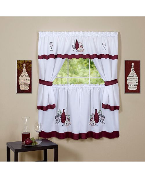 Achim Cabernet Embellished Cottage Window Curtain Set 58x36
