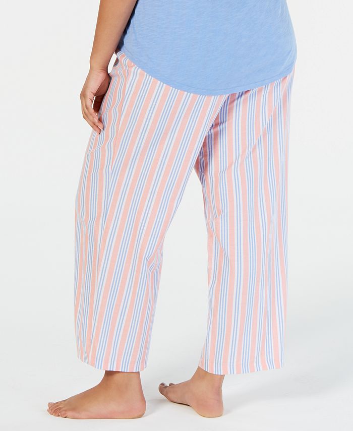 Charter Club PlusSize StripePrint Woven Soft Cotton Pajama Pants