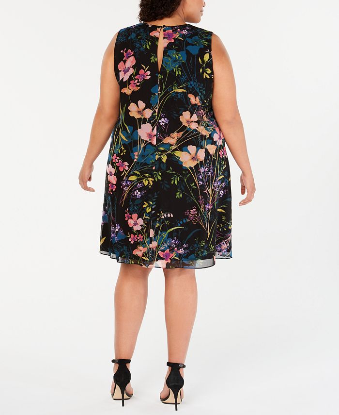 Calvin Klein Plus Size Floral-Print Trapeze Dress - Macy's