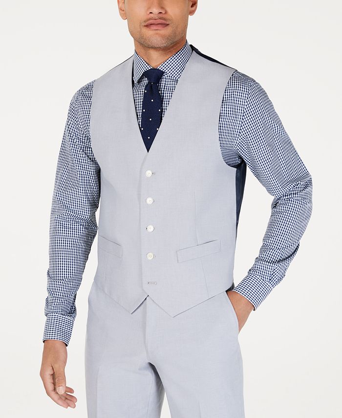Tommy Hilfiger Men's Modern-Fit THFlex Stretch Light Gray Chambray Suit ...