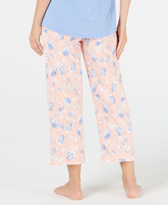 Charter Club Printed Soft Knit Cotton Cropped Pajama Pants, Created for ...